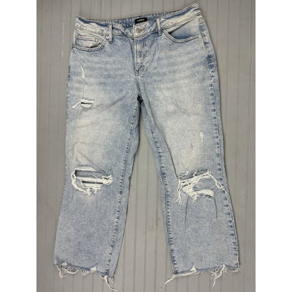 Express Size 10 Women Jeans 90's Ankle Boot Mid Rise Distress Light Wash… - Picture 1 of 6